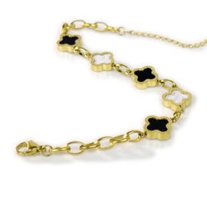 8-贝母幸运四叶草熊猫色手链-3