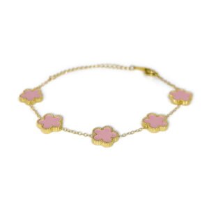 五花瓣双面表面相同-镶花边-粉色-1