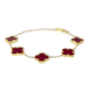 四花瓣（大）背面带钻-镶花边-暗红色-1