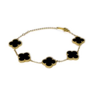 四花瓣（大）背面带钻-镶花边-黑色-1