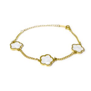 五叶草手链（光面）三朵花瓣-白色