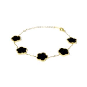 五叶草手链（光面）五朵花瓣-黑色