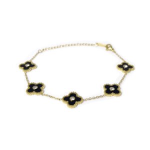 四叶草单面镶钻手链-黑色