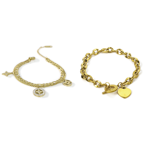 Heart bracelet and four-pointed star bracelet