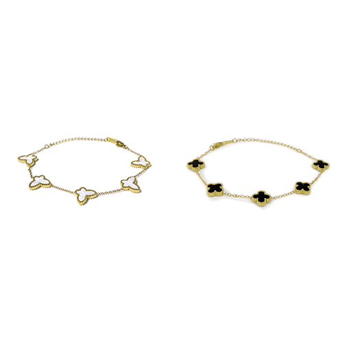 Butterfly bracelet and four-leaf clover bracelet