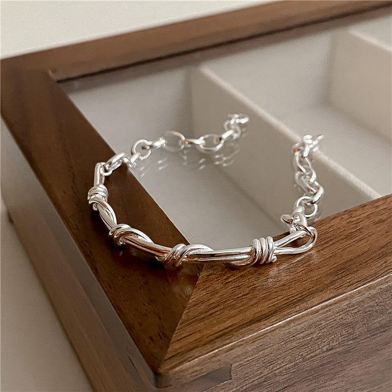 Second image of Handmade Twisted Silver Bracelet