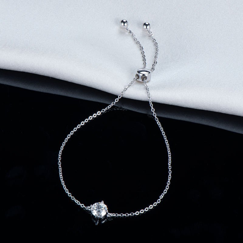 Second image of Silver-Plated Solitaire Diamond Slider Bracelet
