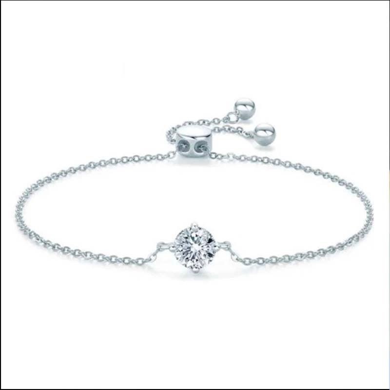 Silver-Plated Solitaire Diamond Slider Bracelet