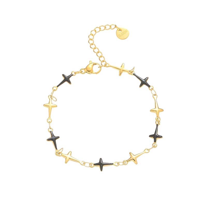 Gilded Black-White Cross Star Bracelet