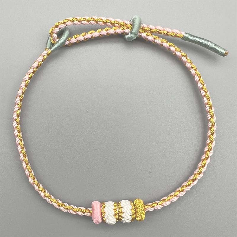 Pink-Gold Contrast Knit Bracelet