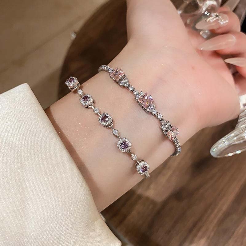 Second image of  dreamy amethyst-zircon chain bracelet,