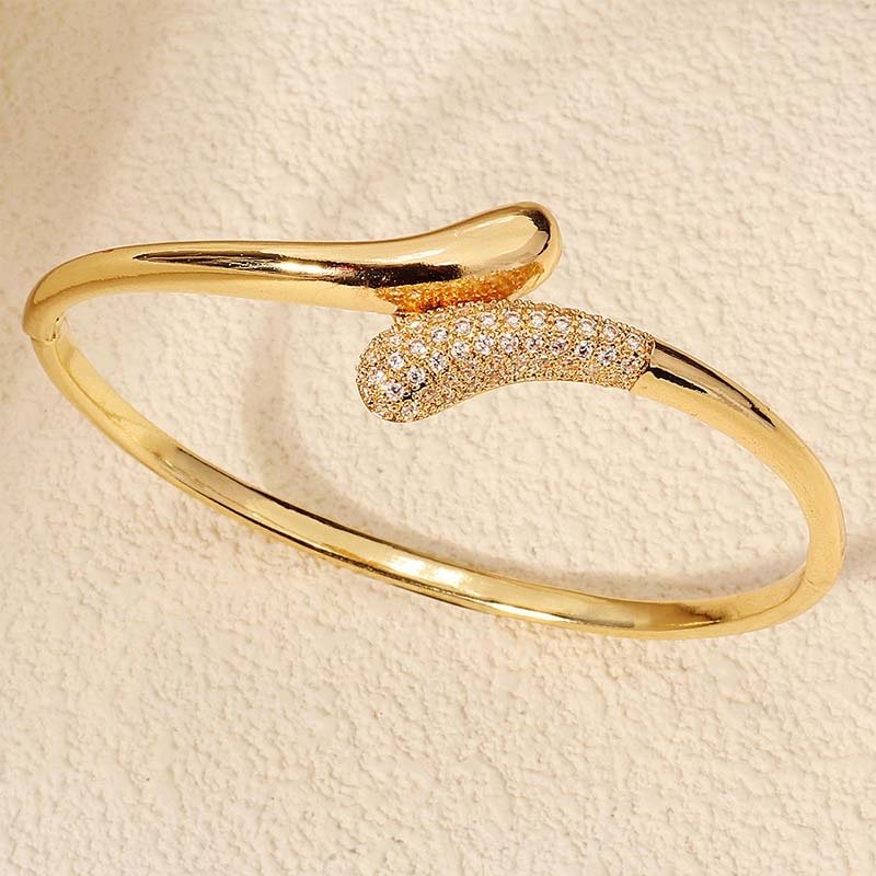 minimalist silver-plated zircon open bangle