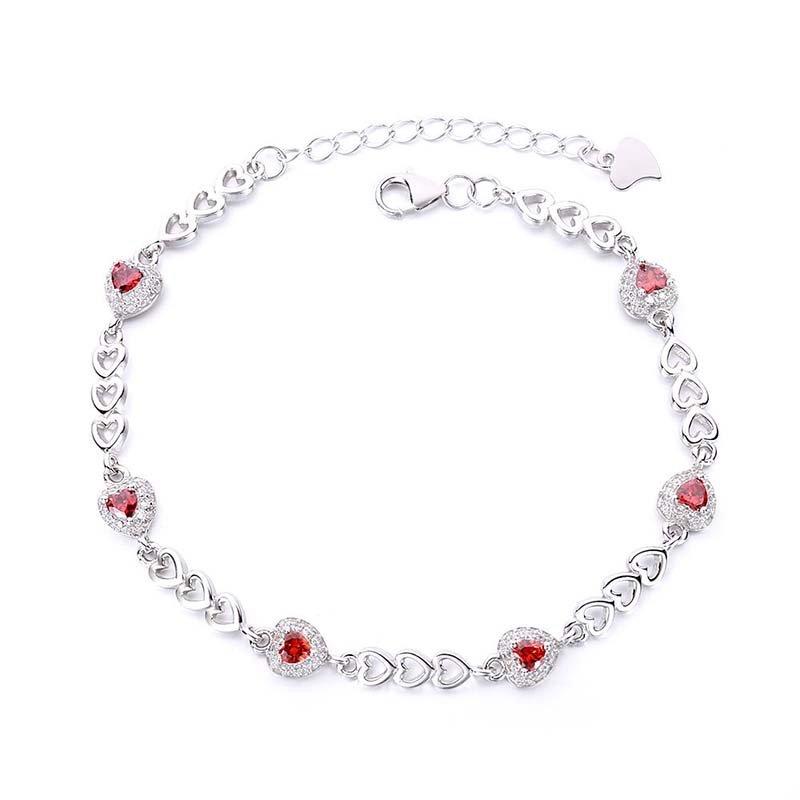 Heart-shaped Red Crystal Bracele