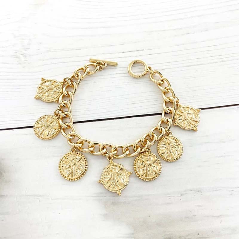Second image of Vintage Gold Coin Charm Bracelet
