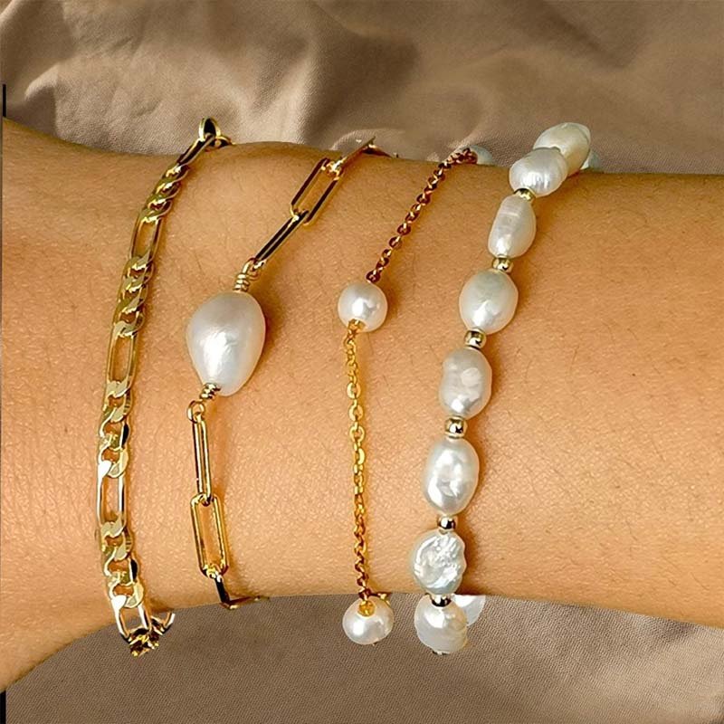 Second image of Pearl & Metal Chain Bracelet