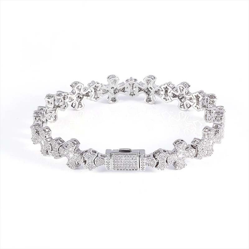 Second image of full-diamond cross-styled bracelet