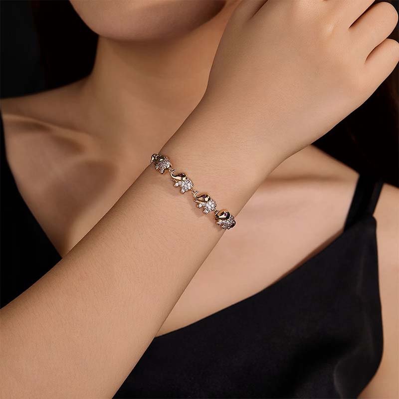 Second image of golden elephant-themed bracelet