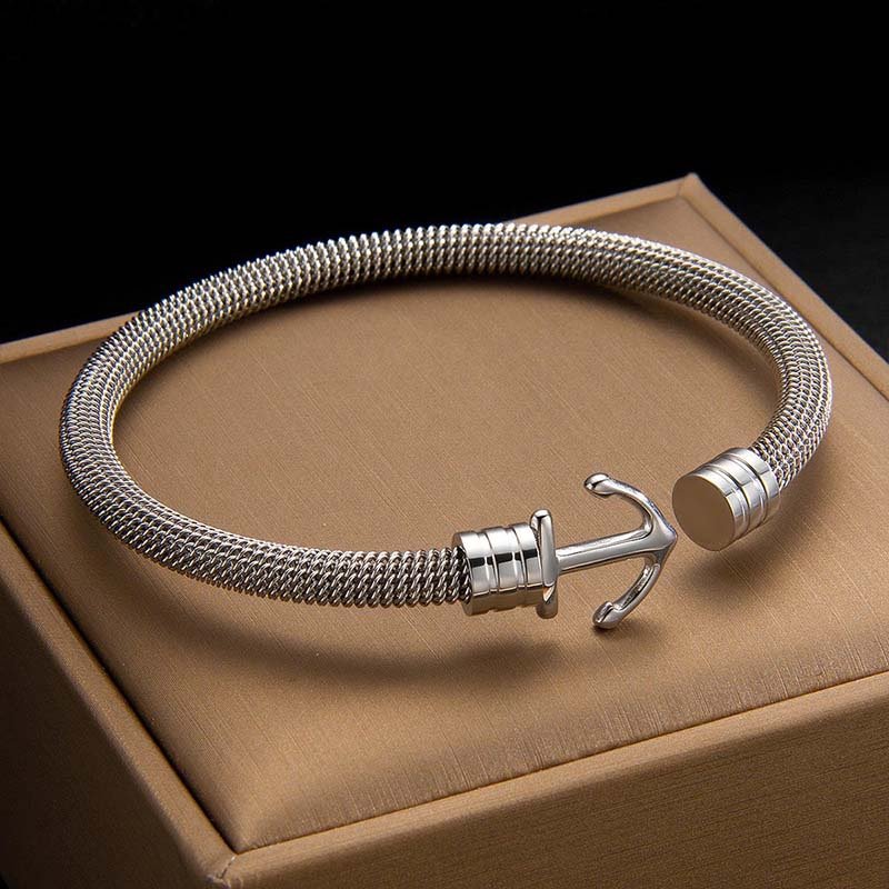 Second image of gold anchor-clasp snake chain bracelet