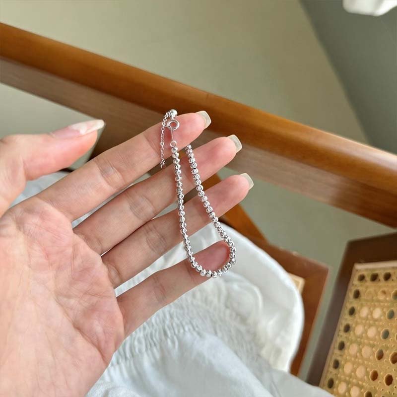 Second image of beaded-texture metal bracelet