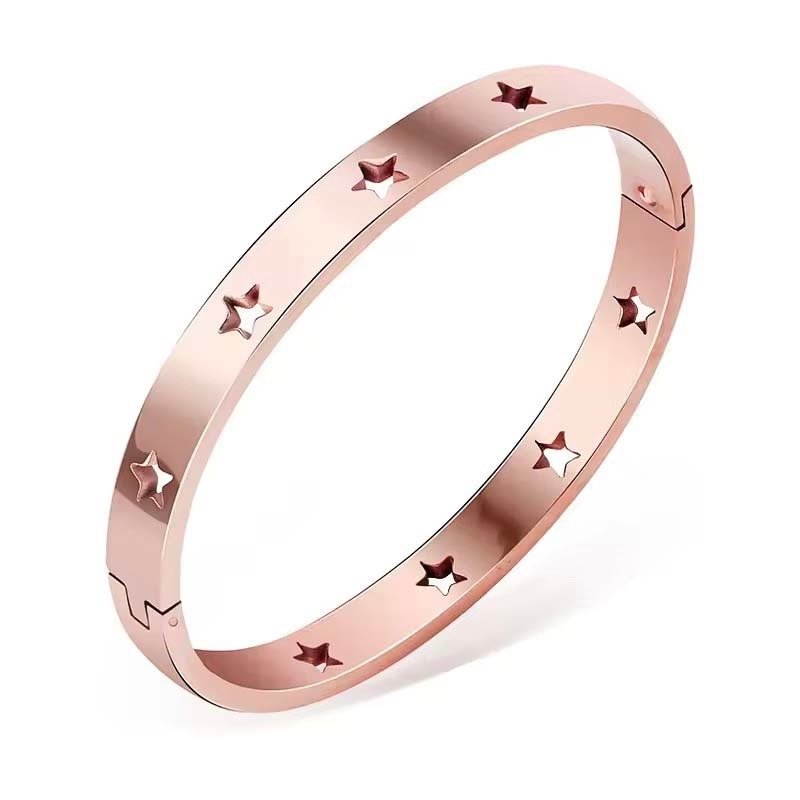 Second image of star-cutout thin-band clasp bangle