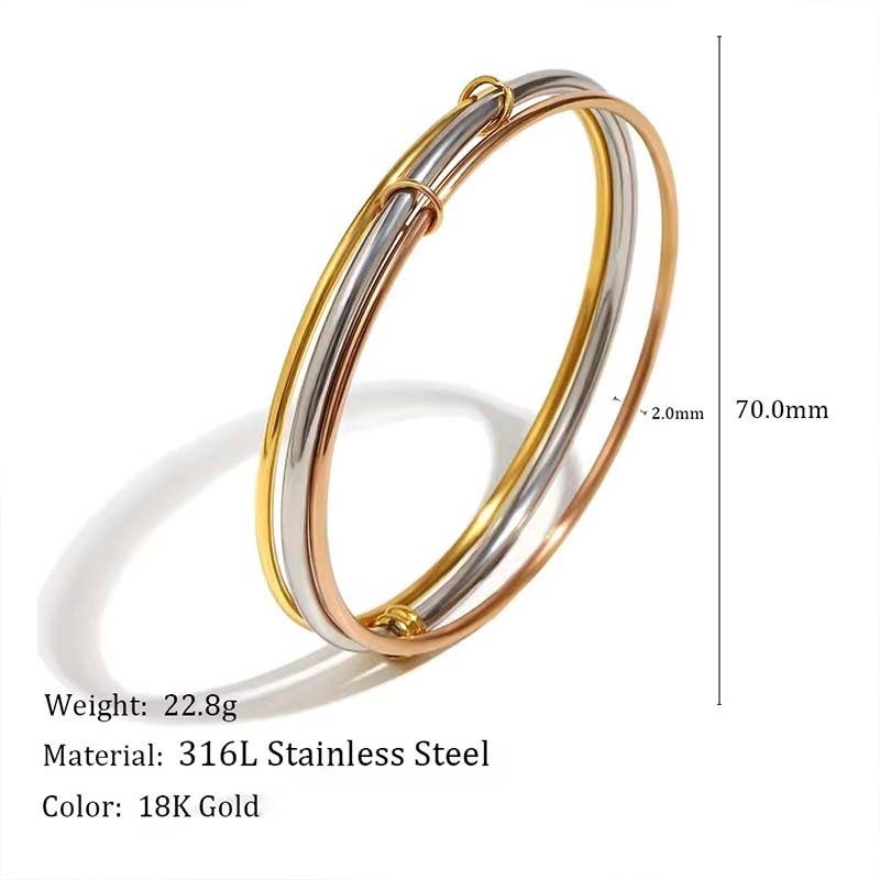 Second image of tri-color stacked sliding bangle