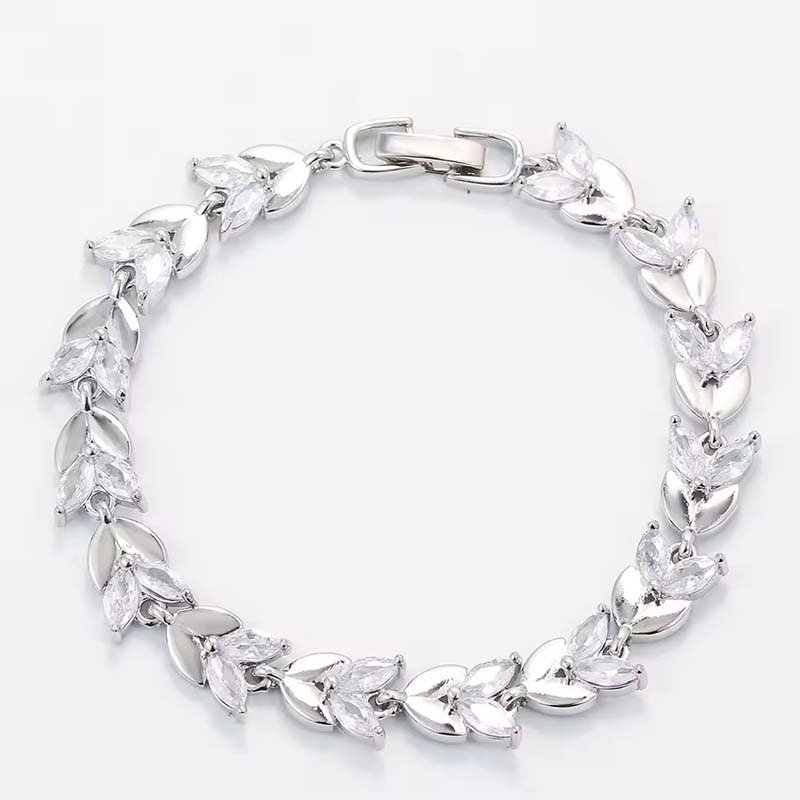 floral-leaf shaped diamond-embellished bracelet