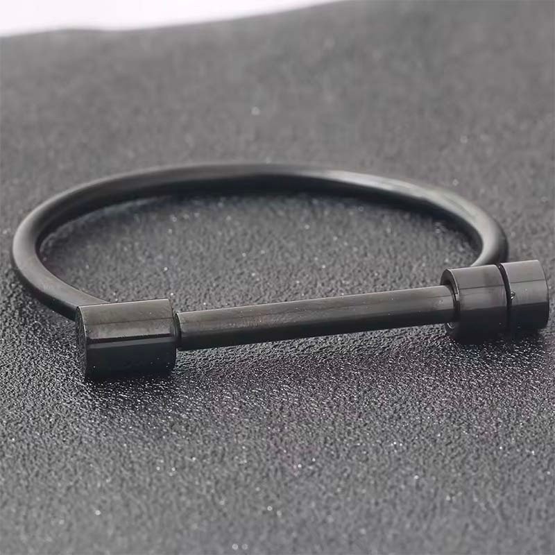 Second image of T-Bar Clasp Minimalist Metal Open Bangle