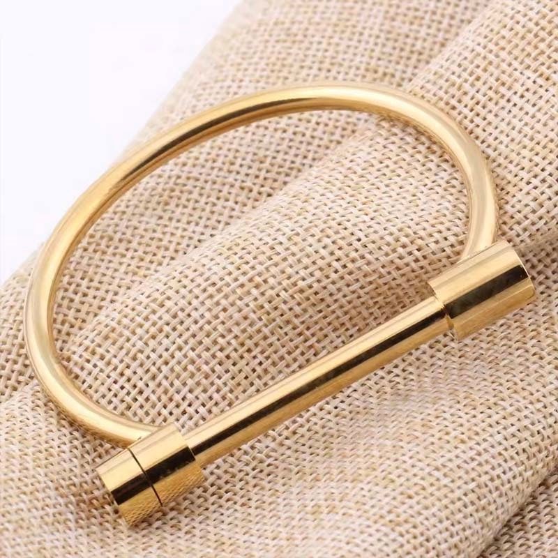 T-Bar Clasp Minimalist Metal Open Bangle