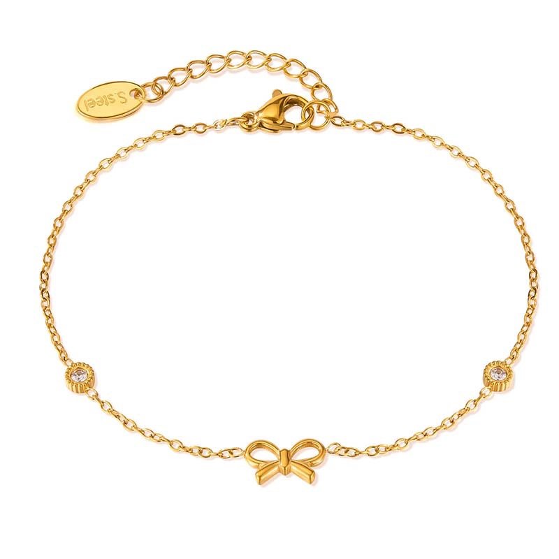 Bowknot Diamond-Accent Thin Chain Bracelet