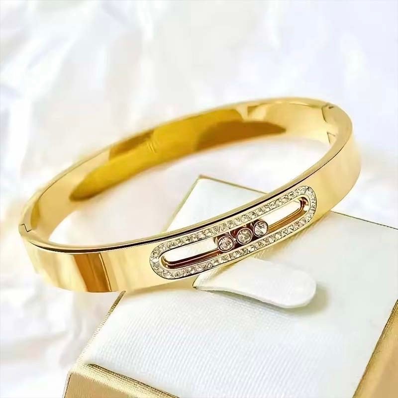 Bar-Shaped Diamond-Inlaid Narrow Bangle