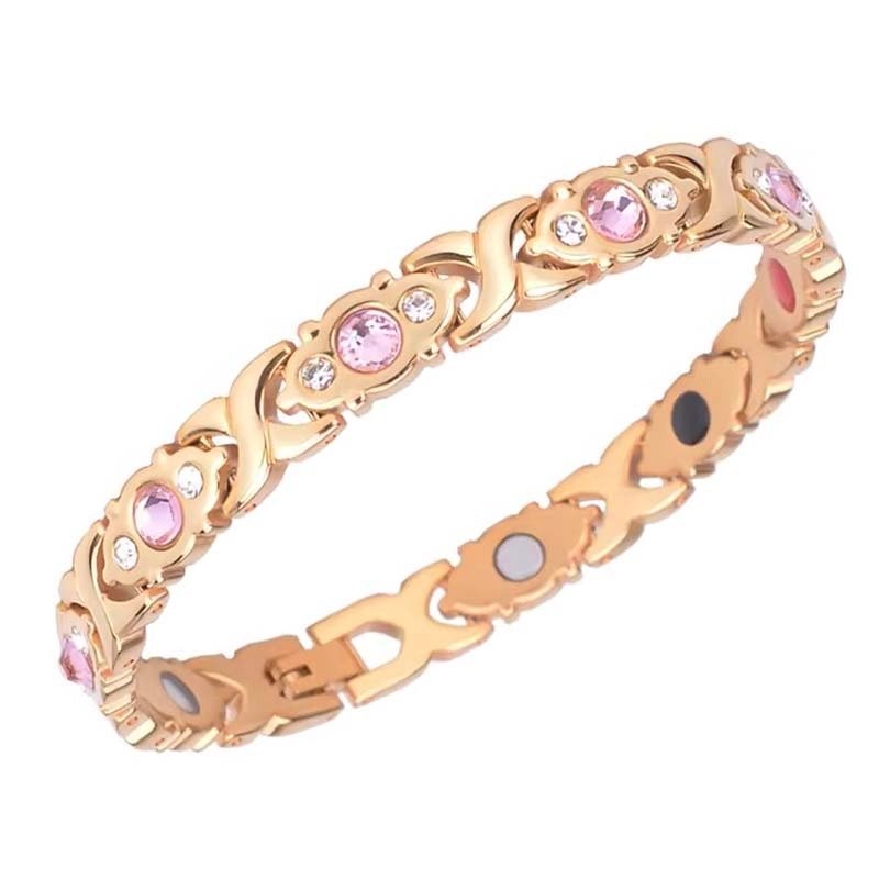 Pink Diamond Patterned Link Bracelet