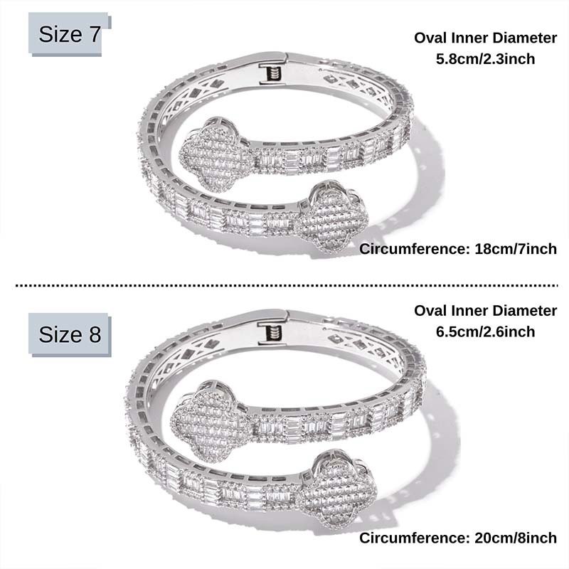 Second image of Clover Full-Diamond Open Bangle