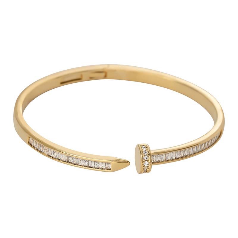 Nail-Inspired Full-Diamond Open Bangle