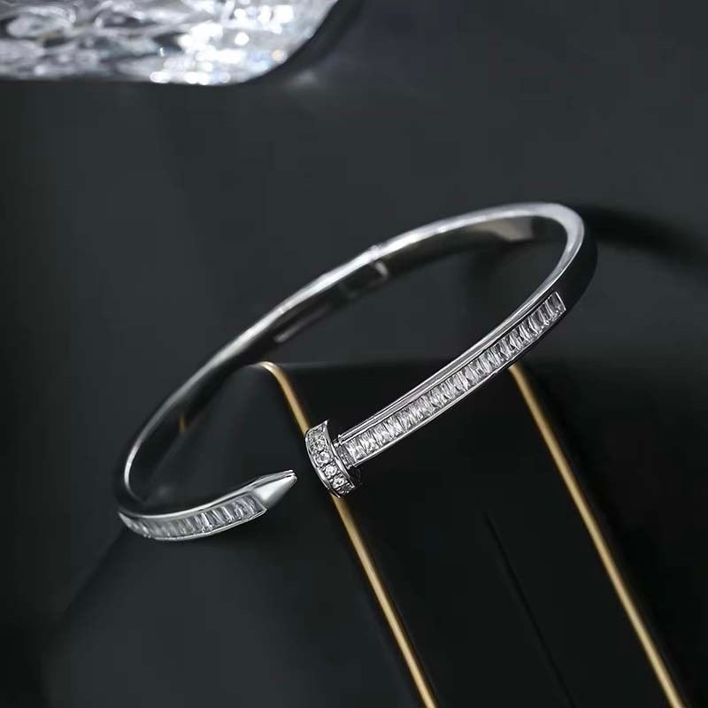 Second image of Nail-Inspired Full-Diamond Open Bangle