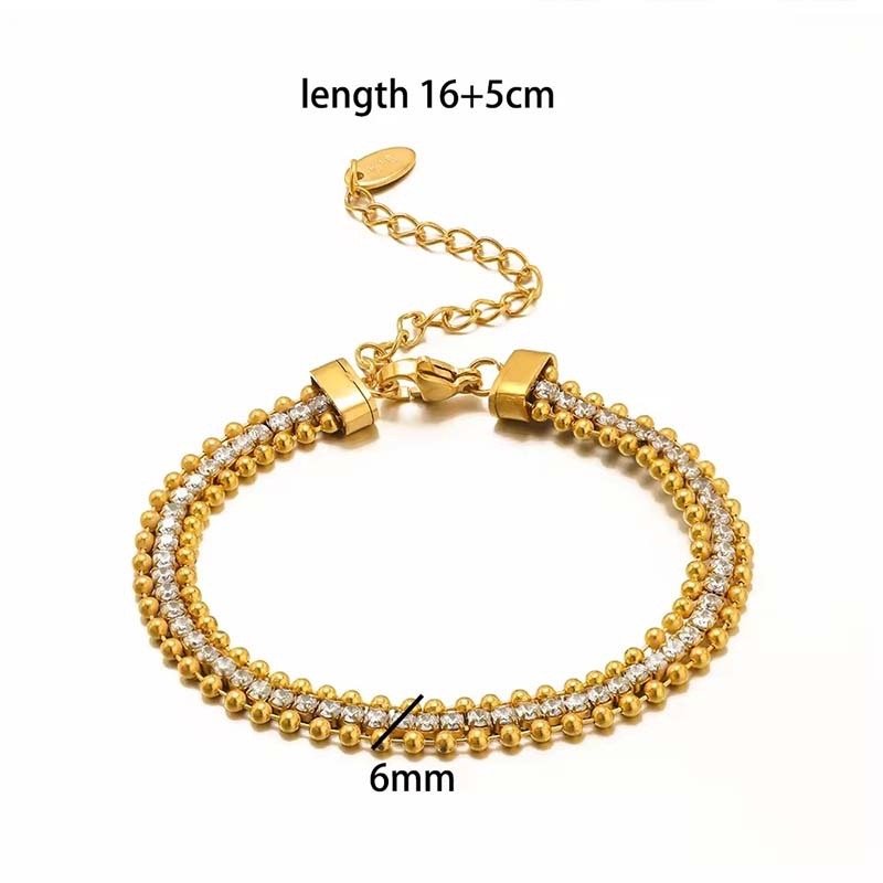 Multi-Strand Gold Bead & Diamond Bracelet