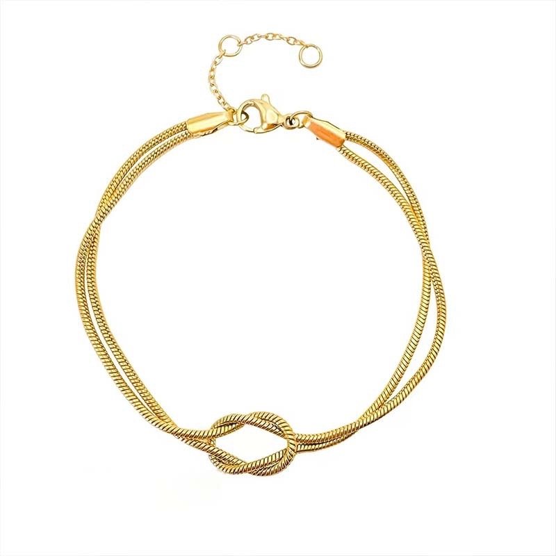 Double Snake Chain Knot-Accent Bracelet