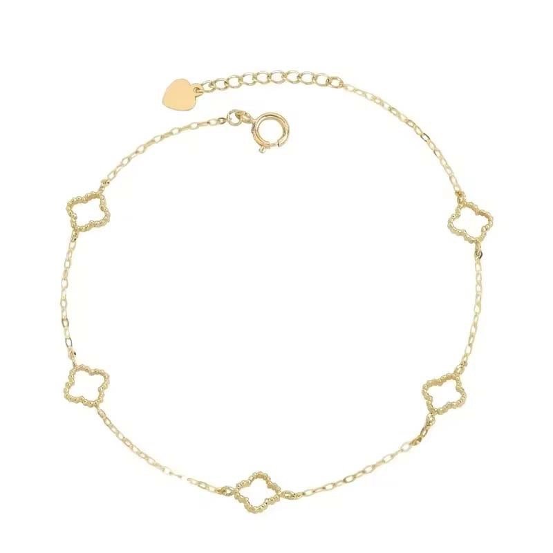 Four-Leaf Flower Hollow Thin Chain Bracelet