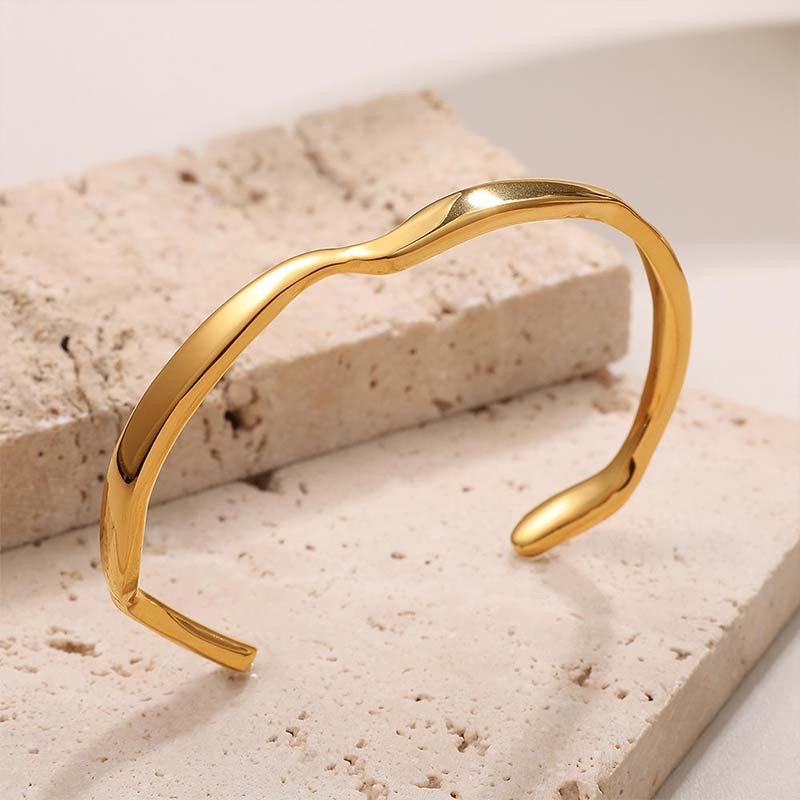 Second image of Wave Double-Loop Open Bangle