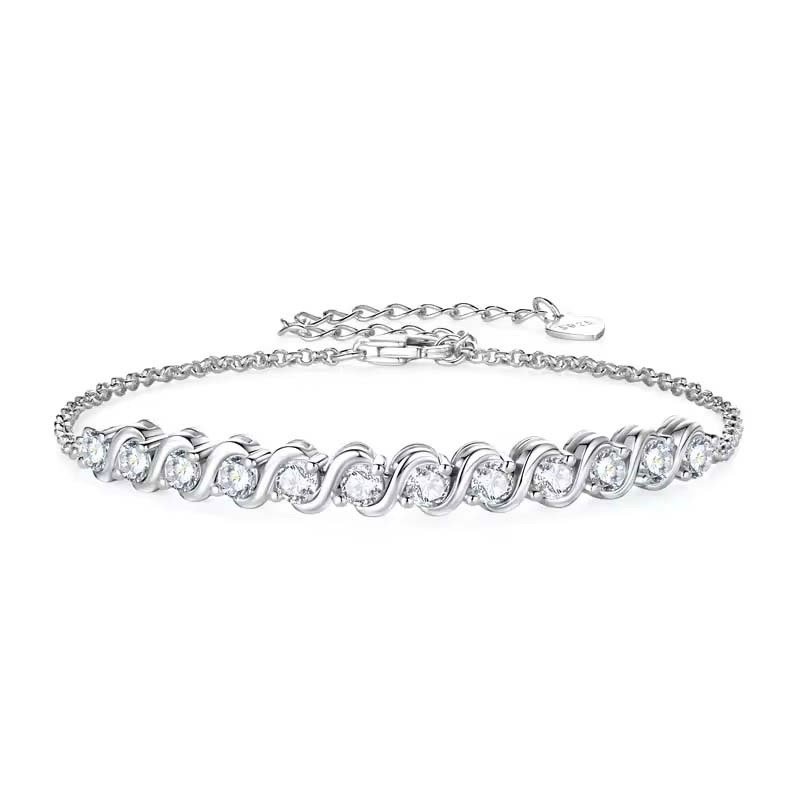 Second image of Twisted Diamond-Embedded Thin Chain Bracelet