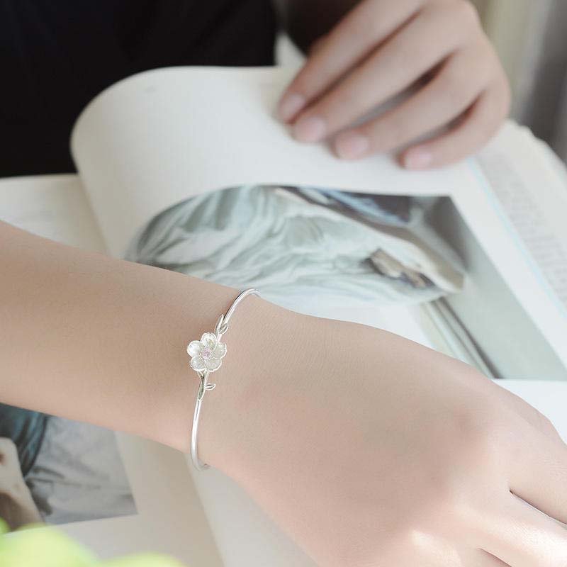 Second image of Silver Floral Vine Open Cuff Bangle
