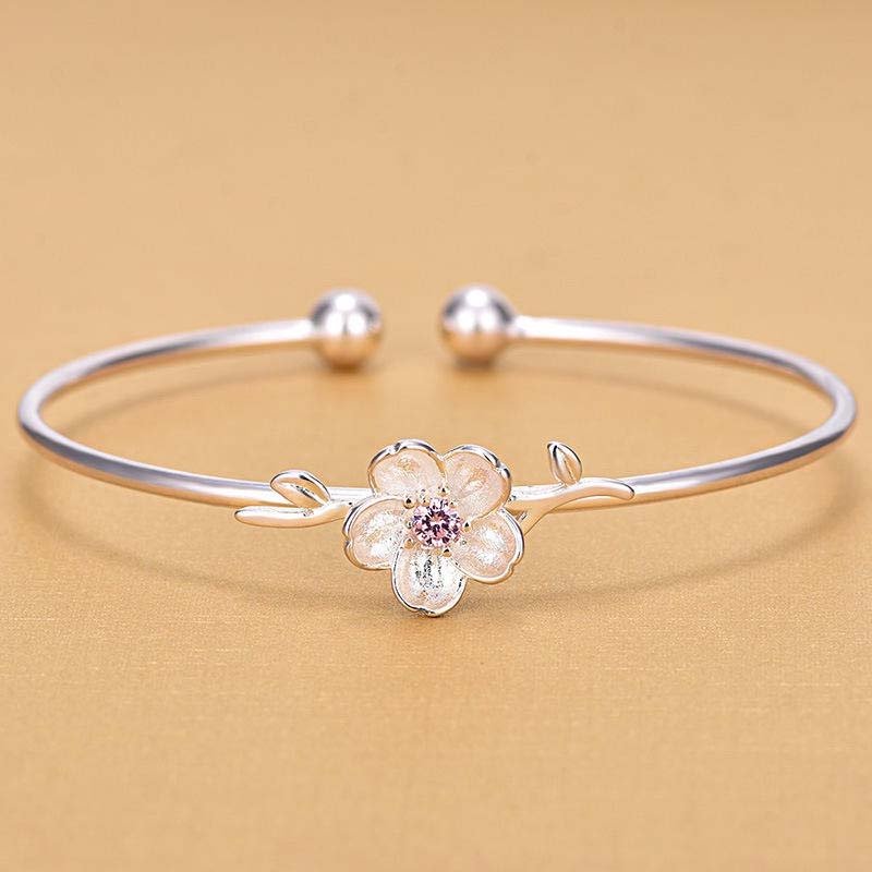 Silver Floral Vine Open Cuff Bangle